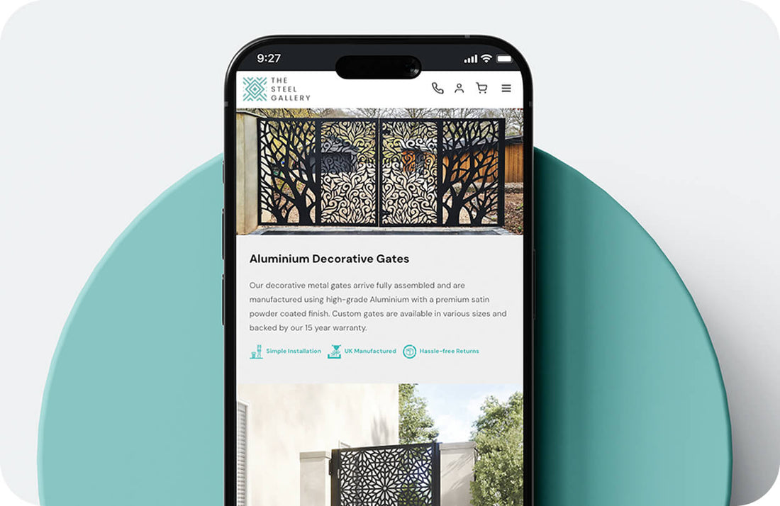 Mobile view of a custom Shopify website on an iPhone screen